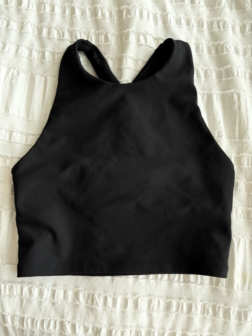 The Upside Black Ribbed Sports Bra Cross Back Size S